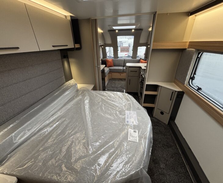 2026 Bailey Pegasus Grande Brindisi Black Edition bed from rear