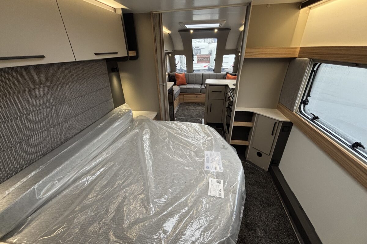 2026 Bailey Pegasus Grande Brindisi Black Edition bed from rear